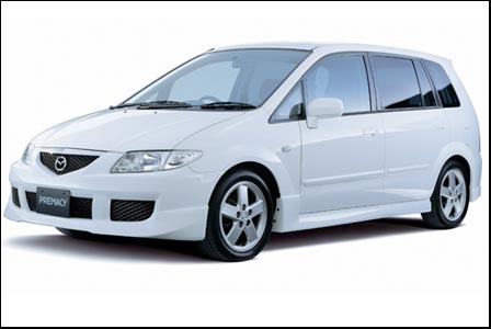 White Mazda Premacy 2004